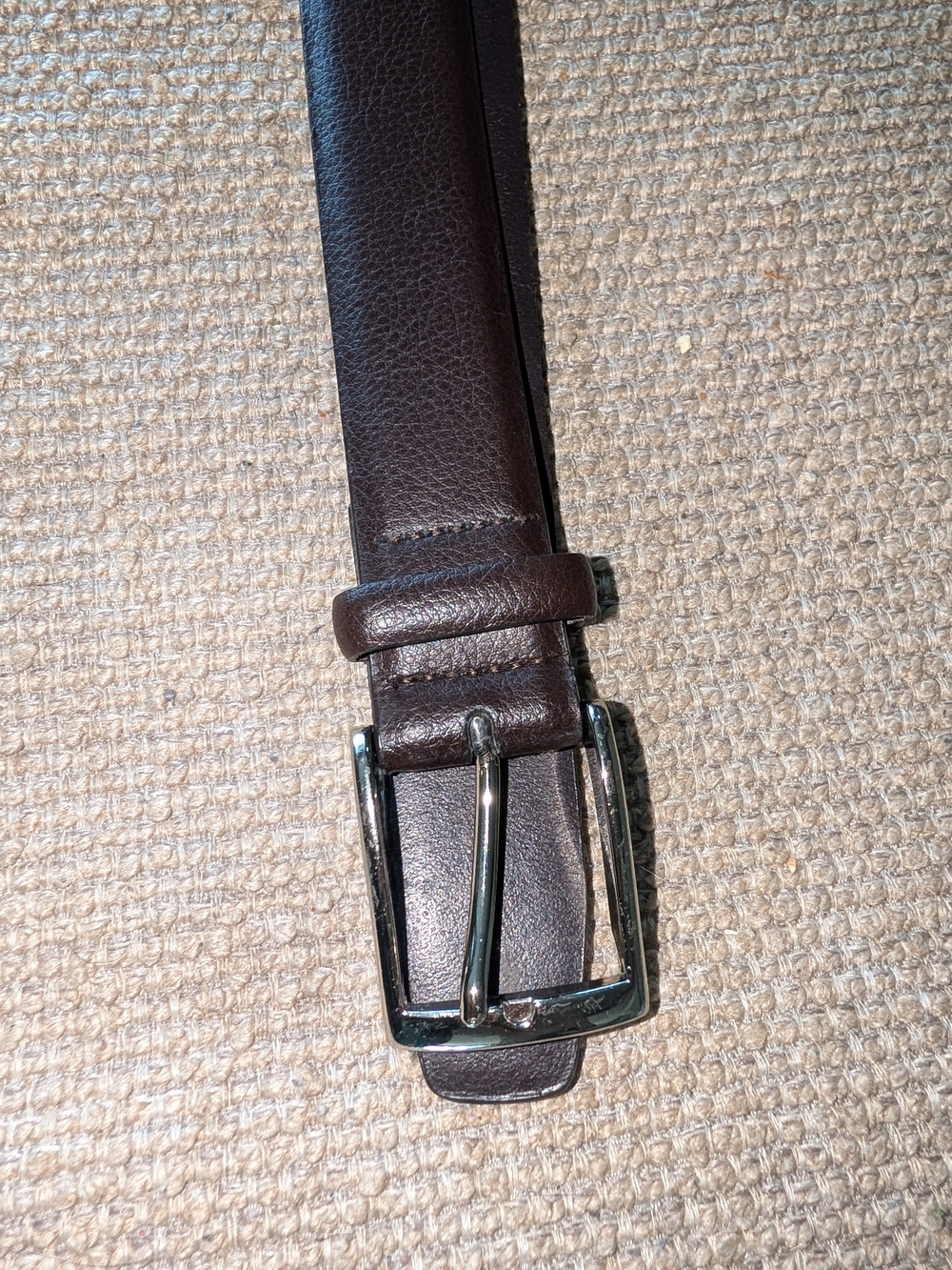 Men's Brown Leather Belt with Silver Buckle